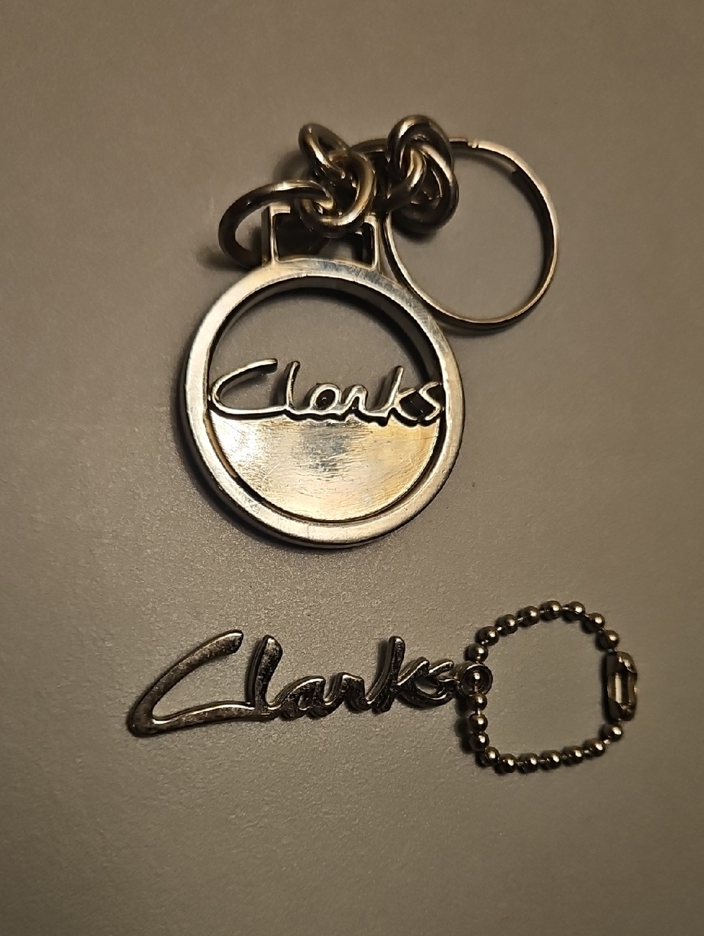Clarks Silver Logo Keyring Duo